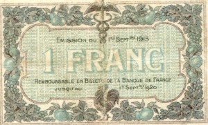 Revers 1 franc - 1ère émission (Coll. privée)