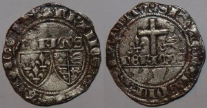 1422-1435 Henri VI de lancastre - Blanc aux écus frappé à Mâcon (coll-Oleg)