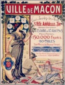 Mâcon 1903 - affiche de la fête annuelle de tir  - 79 x 61cm